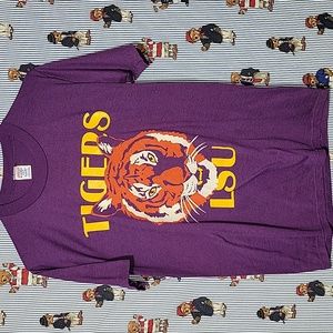Vintage 80s Purple LSU Tigers Russell Athletic Jerzees T Shirt Usa Made Med